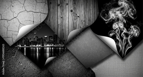 Collage of city and smoke.