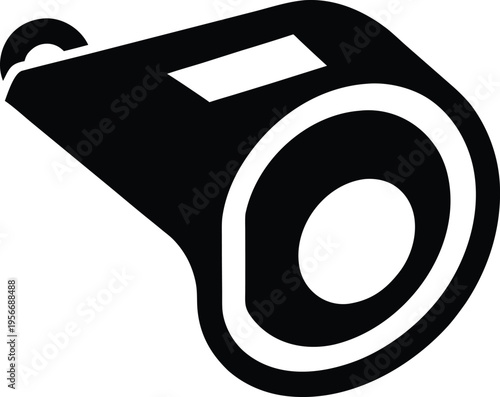 a whistle with mouthpiece and hole silhouette vector illustration on transparent background