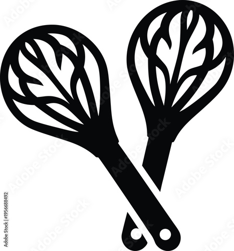 a whisk with looped wires and handle silhouette vector illustration on transparent background