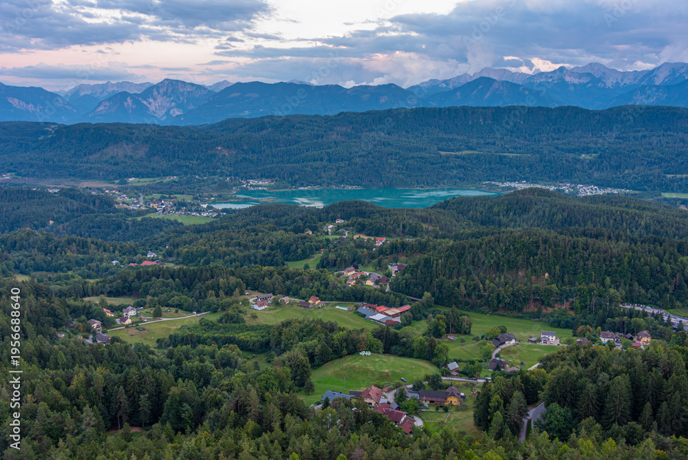 Fototapeta premium Rural countryside of Carinthia region near Worthersee, Austria