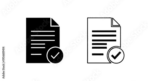 Vector illustration of document icon with check mark, approved file symbol, vector illustration