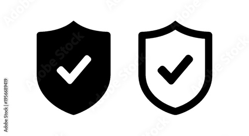 Vector illustration of shield icons with check mark symbols