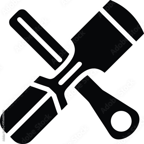 a chisel with flat blade and cylindrical handle silhouette vector illustration on transparent background