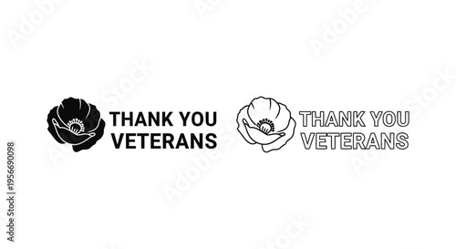 Set of 2 thank you veterans badges vector