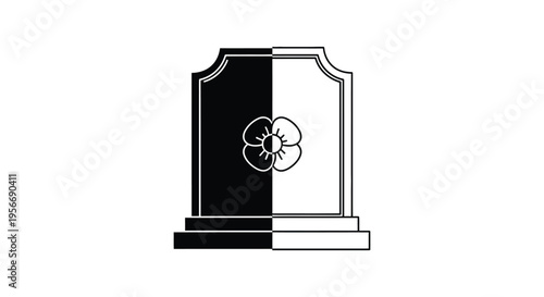 Black and white tombstone icon vector