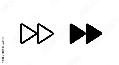 Vector illustration of fast forward icon set, double arrow sign for media player