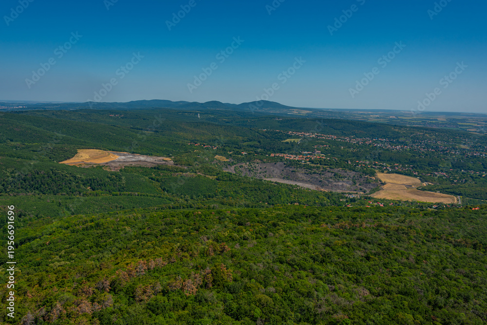 Obraz premium Mecsek hills around tv tower in Pecs, Hungary