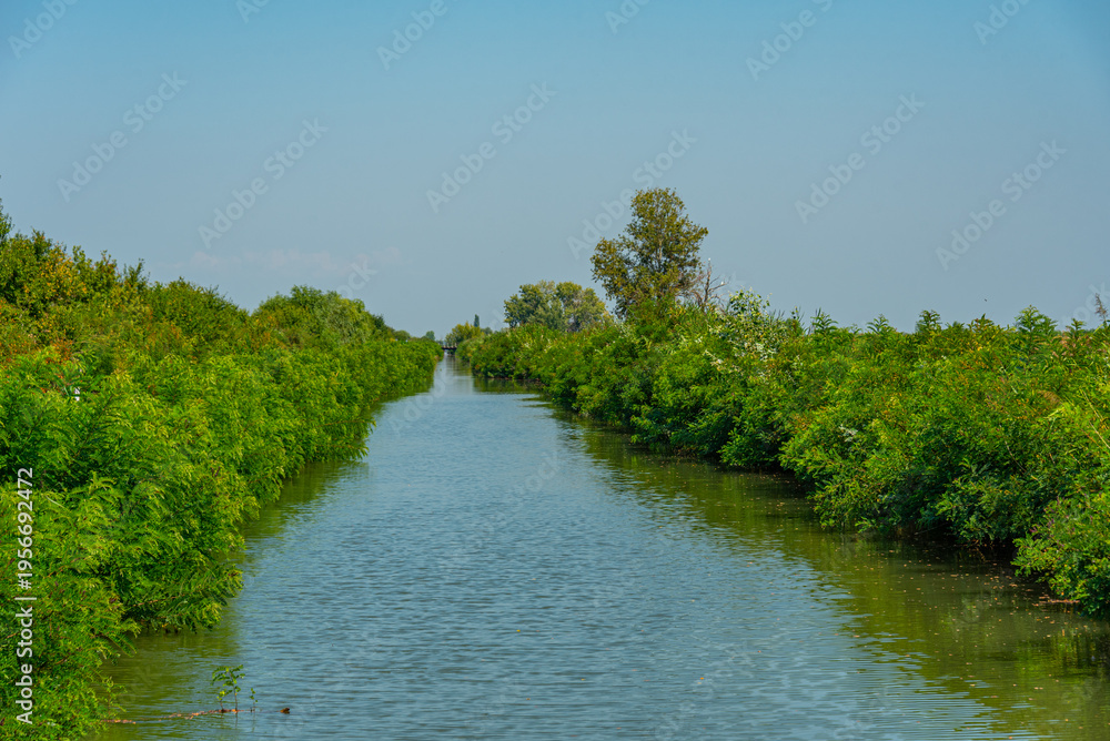 Fototapeta premium Hortobagy fishponds during a summer day in Hungary