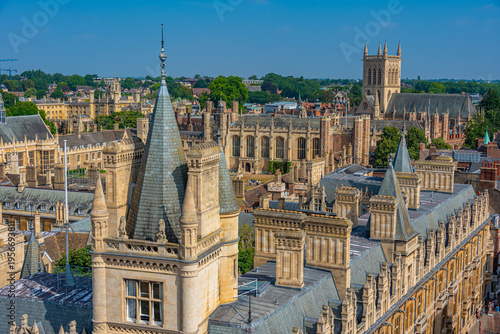 Panorama view of historical center of Cambridge, England