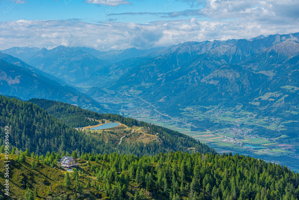 Obraz premium Panorama view of Drau valley in Carinthia region of Austria
