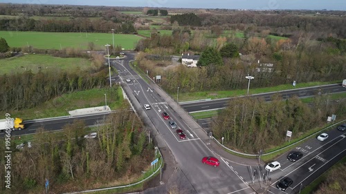 Flying over a road junction
