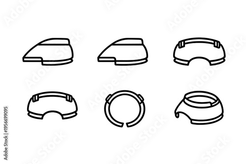Minimalist sun visor headwear icons showing different angles and perspectives for sports and outdoor activities