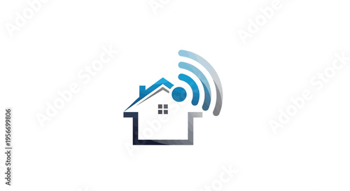 Smart Home Connectivity: A minimalist illustration captures the essence of a modern, connected home. Featuring a house silhouette overlaid with wireless signal symbols.