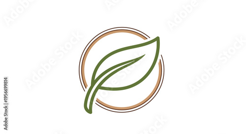 Eco-Consciousness in Design: A minimalist logo showcases a stylized leaf nestled within concentric circles, embodying principles of sustainability and environmental responsibility. 