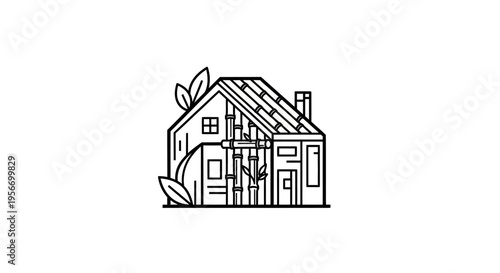 Eco-friendly Home: An artistic depiction of a sustainable home, integrating nature and architecture to promote eco-consciousness.