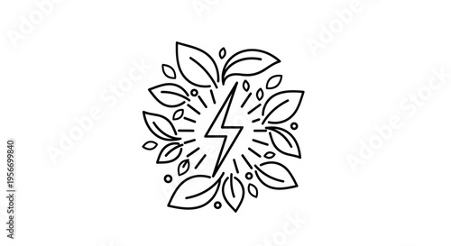 Sustainable Energy Concept: A minimalistic, yet impactful illustration of eco-friendly energy, highlighting the harmonious blend of nature and the power of electricity.