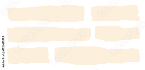 Set of Beige Torn Paper Strips with Rough Organic Edges for Scrapbooking, Collage Design, Minimalist Backgrounds