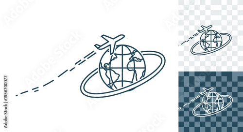 Global Travel: An illustration of an airplane circling the globe, representing international travel, exploration, and global connectivity. 