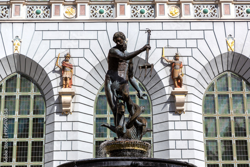 Neptune fountain - symbol of city in Gdansk, Poland