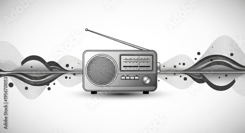 Vintage Radio with Antenna.