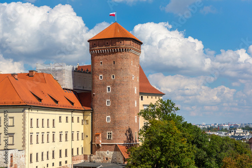 Aerial view of Royal Wawel castle in Krakow