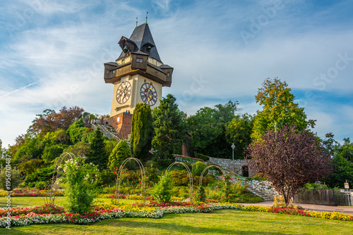 Clock tower in Austrian town Graz