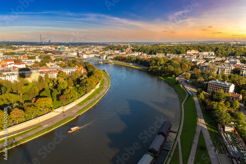 Aerial view of Krakow in a sunny day, Poland
