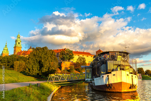 Royal wawel castle in Krakow at sunset