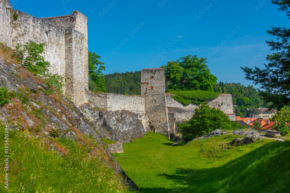 Fototapeta premium Rabi castle in Czech republic during a sunny day