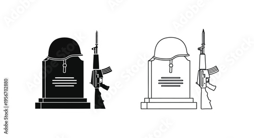 Set of 2 war memorial icons vector