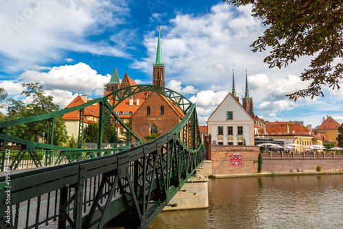 Tumski bridge and Cityscape of Wroclaw, Poland