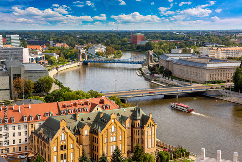 Aerial view of Old town in Wroclaw in a sunny day