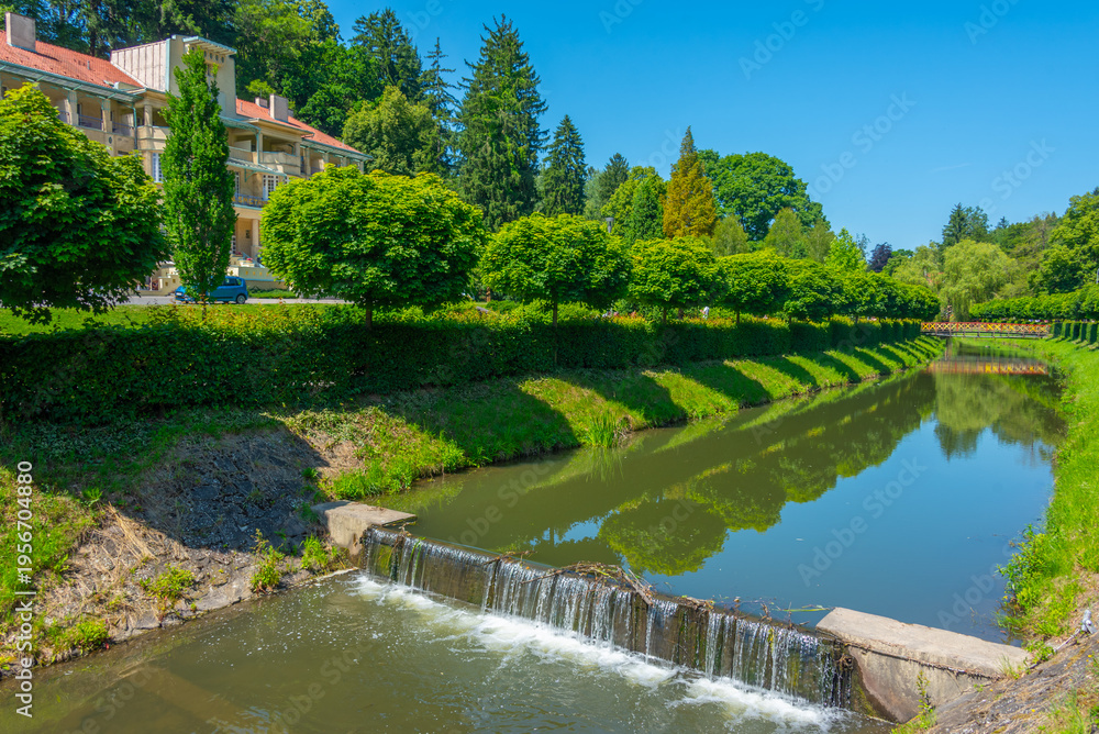 Obraz premium Luhacovice stream passing through a Czech spa town, Czech republ