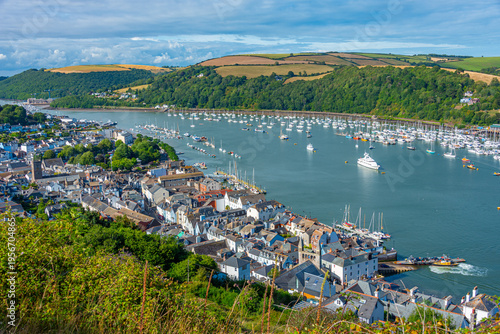 Foto Panorama view of Dartmouth town in England