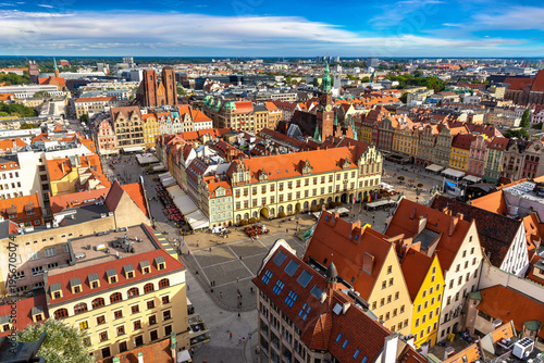 Aerial view of Old Market Square in a sunny day, Wroclaw
