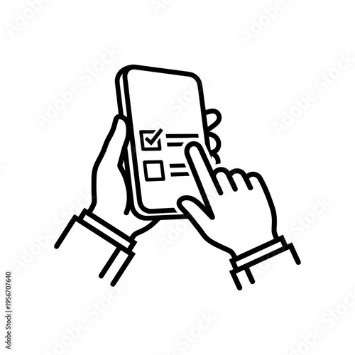 Hands Holding Smartphone with Online Checklist Vector Illustration