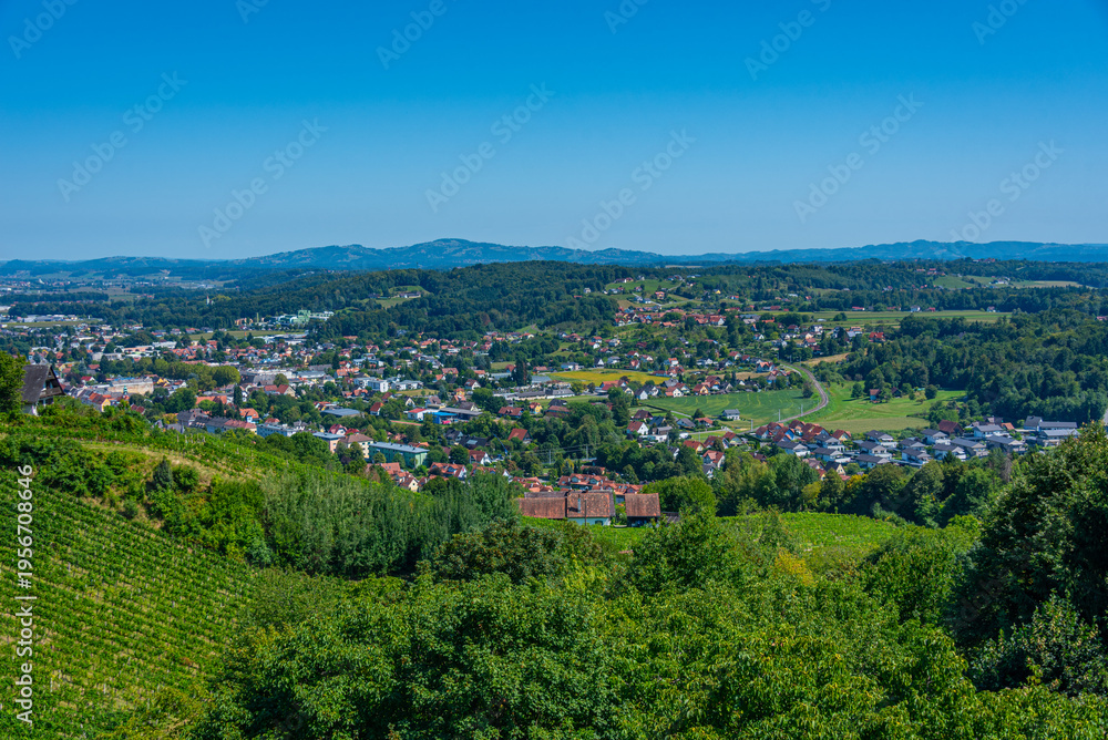 Obraz premium Panorama view of Deutschlandsberg town in Austria