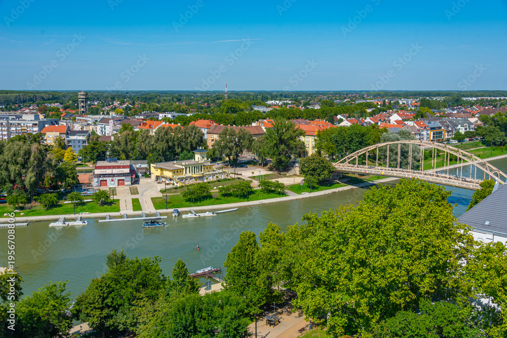 Obraz premium Riverside of Danube in Hungarian town Gyor