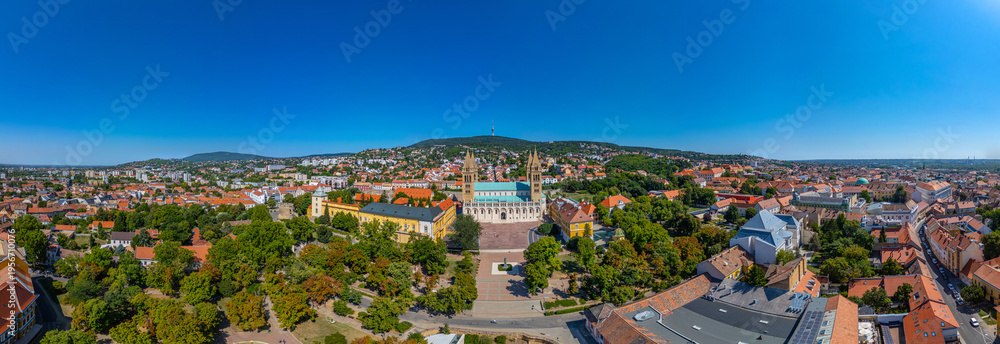 Naklejka premium View of the basilica of Pecs in Hungary