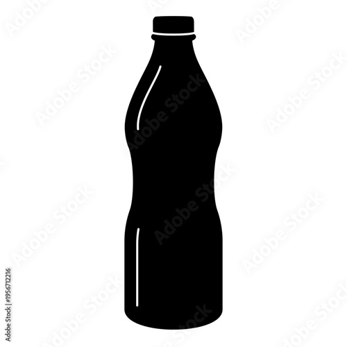 Generic bottle icon with screen top black silhouette vector