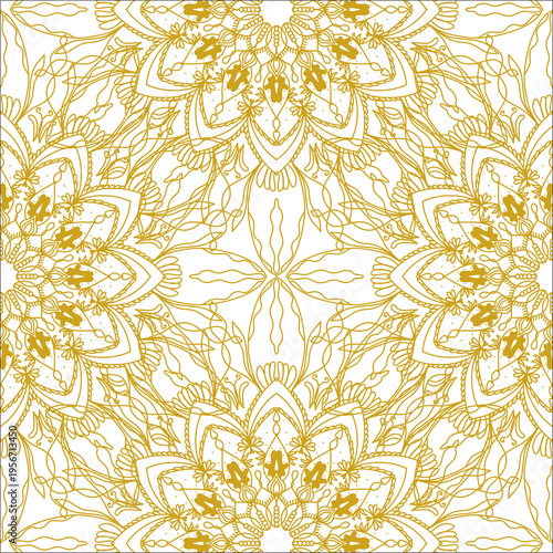 Islamic Mandala Gold Ornament for Eid Mubarak Background
