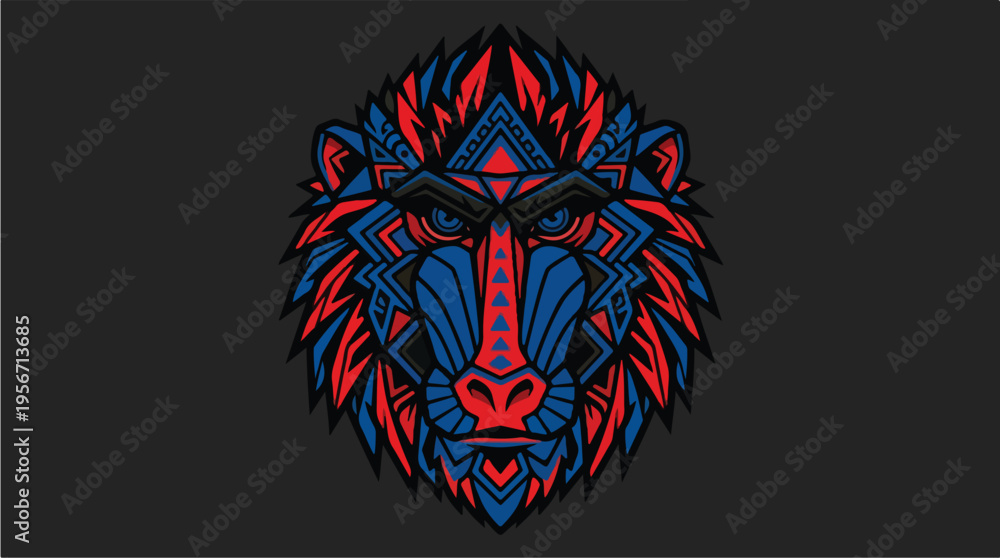 Fototapeta premium Colorful Lion Face Illustration Art.