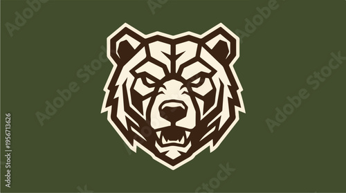 Brown bear head logo design.