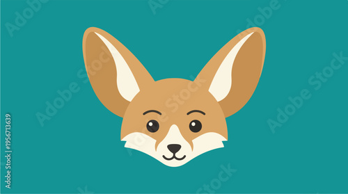 Cartoon Fennec Fox Head.