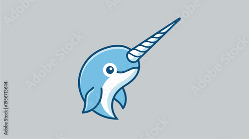 Cartoon Narwhal Sea Creature Illustration.