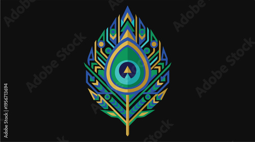 Colorful Peacock Feather Design Element 1.