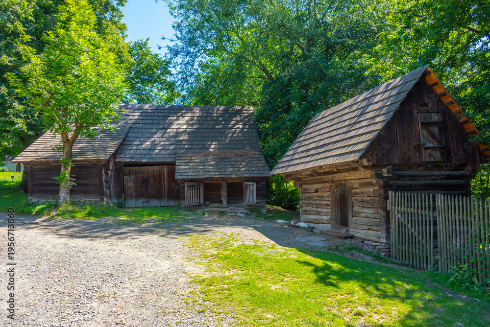 Obraz premium Historical buildings at Roznov pod Radhostem skansen in Czech re