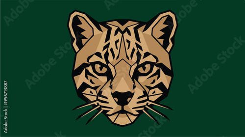 Golden Tiger Head Illustration.