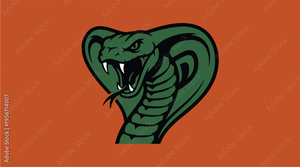 Obraz premium Green Snake Head Illustration Closeup 1.
