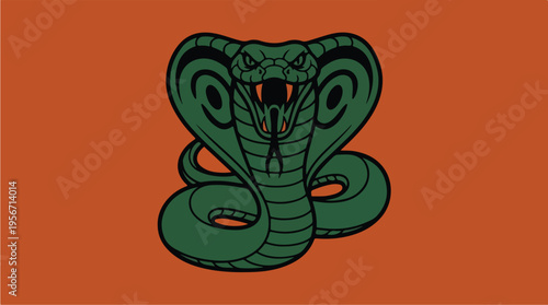Green snake head illustration closeup.